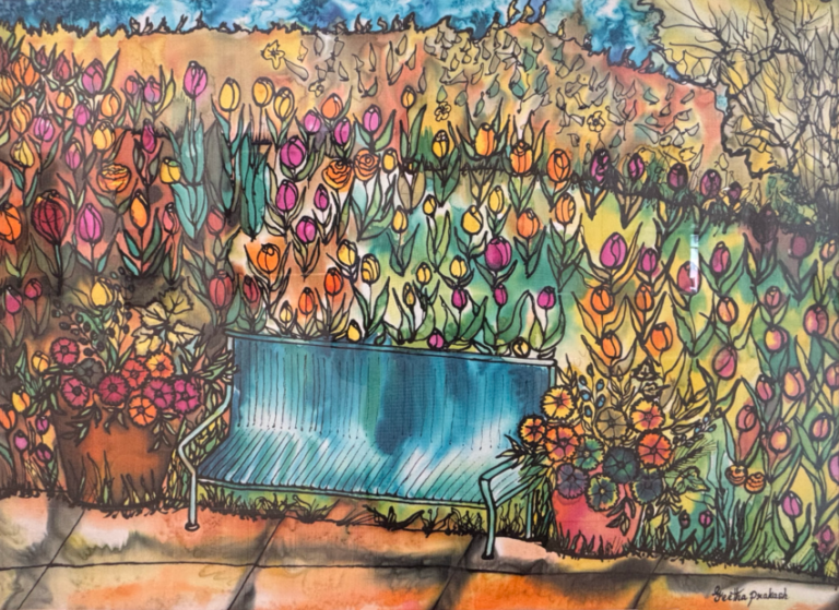 Original artwork by affiliated artist Geetha Prakash at Sugar Land Art Center and Gallery
