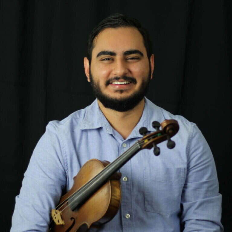 Luis Gutierrez Fonseca, violinist sharing Studio 10 at Sugar Land Art Center